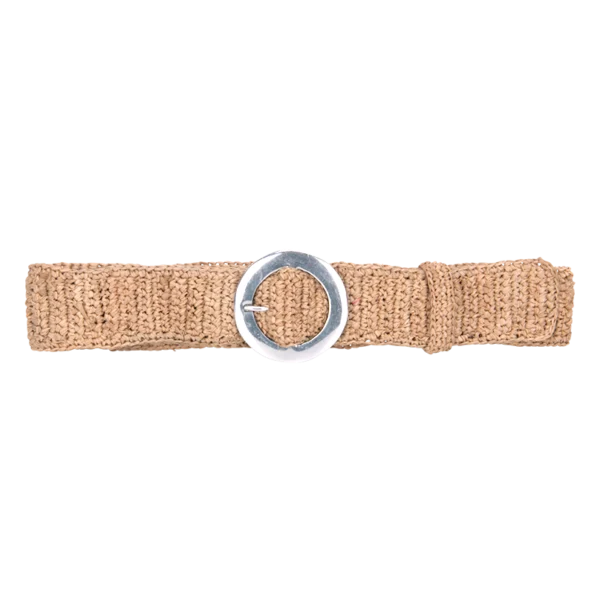 ceinture beige en raphia boucle métal