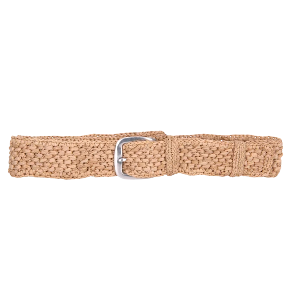 ceinture beige en raphia boucle métal