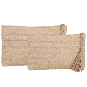 2 Pochettes beige en raphia