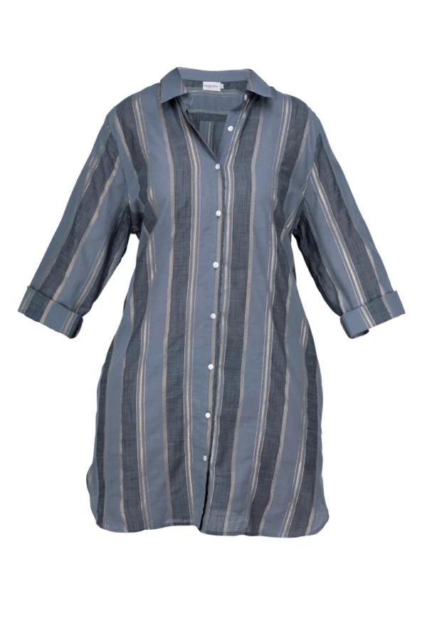 Robe chemise à rayure grise et bleu foncé