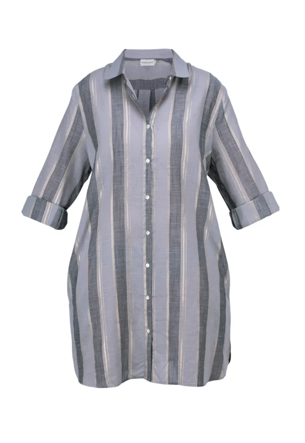 Robe chemise à motif gris sur fond gris clair