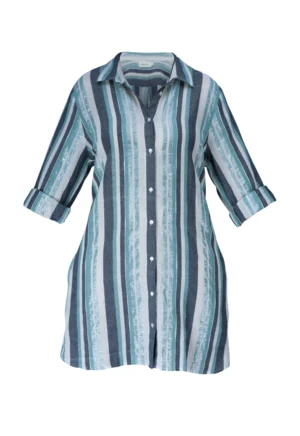 Robe chemise à rayure bleu bleu ciel et foncé