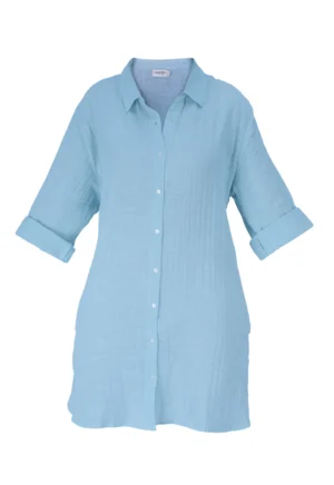 Robe chemise bleu turquoise