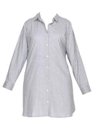 Robe chemise à motif gris clair et gris