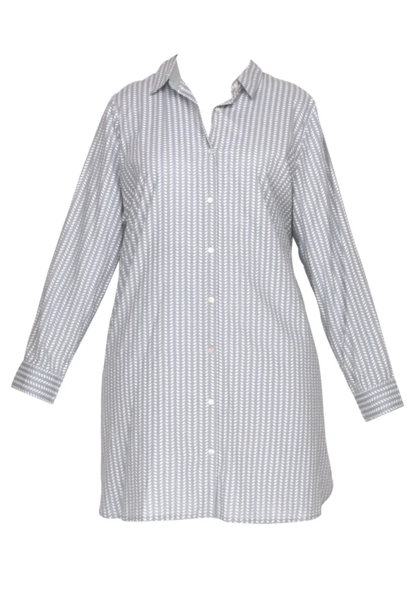 Robe chemise à motif gris clair et gris