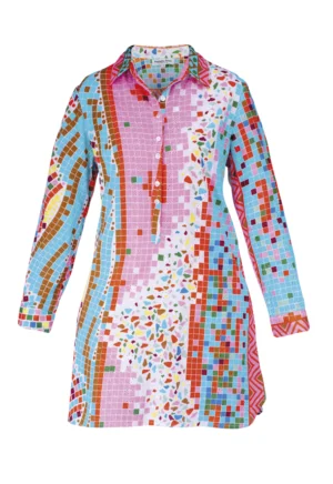 Robe à motif petit carré patchwork très colorés