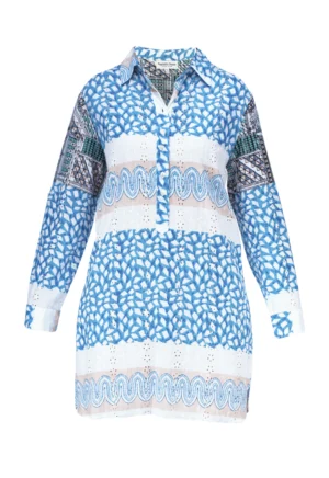 Robe chemise à motif bleu ciel et bleu foncé