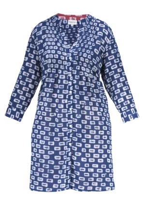 Robe-chemise à motifs bleu et blanc