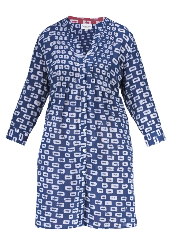 Robe-chemise à motifs bleu et blanc