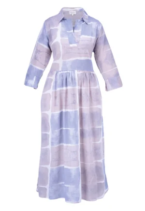 Robe chemise rose pale et bleu pale