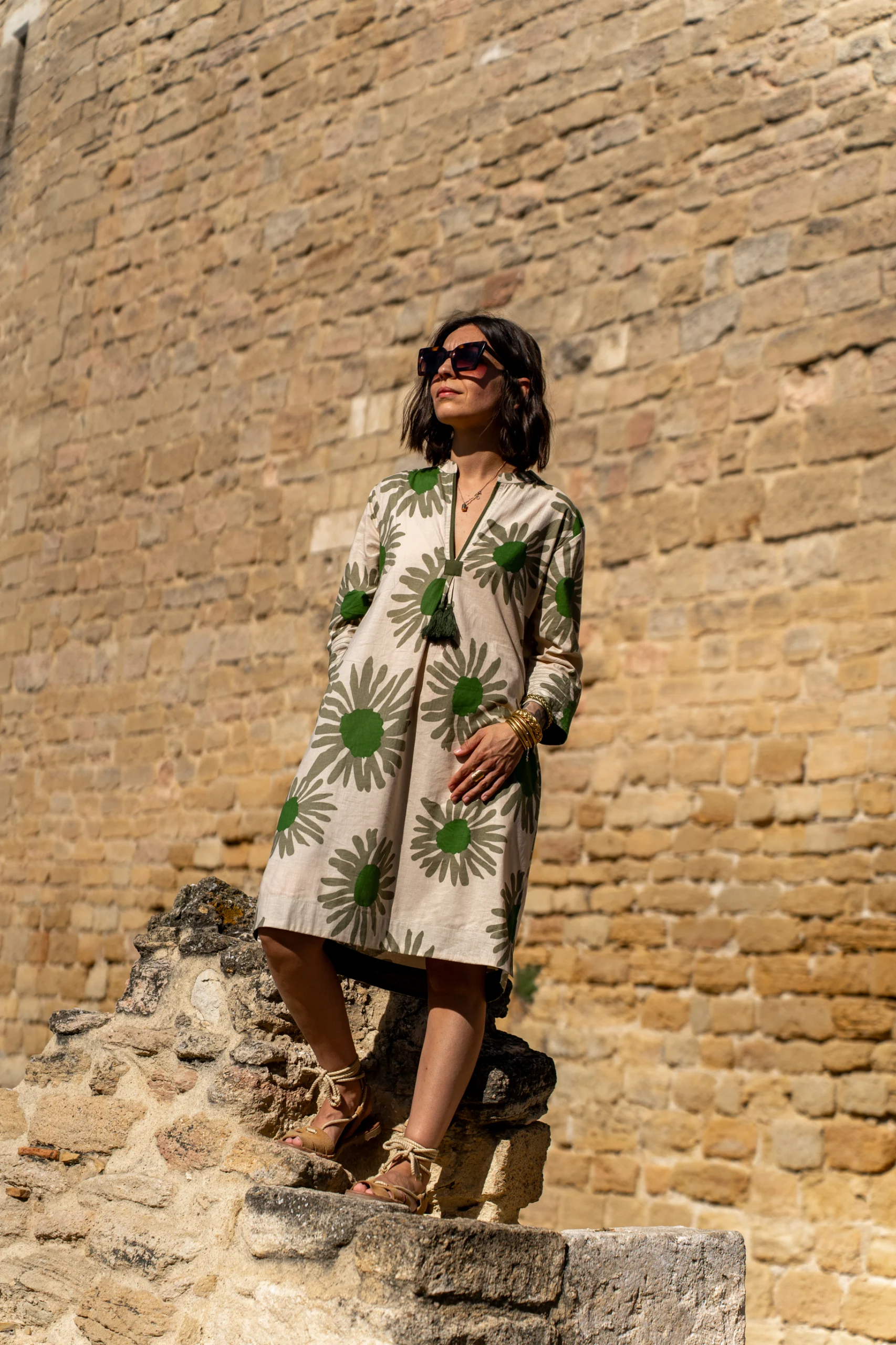 Tunique à imprimé graphique, style élégant et naturel, collection Bagatelle France