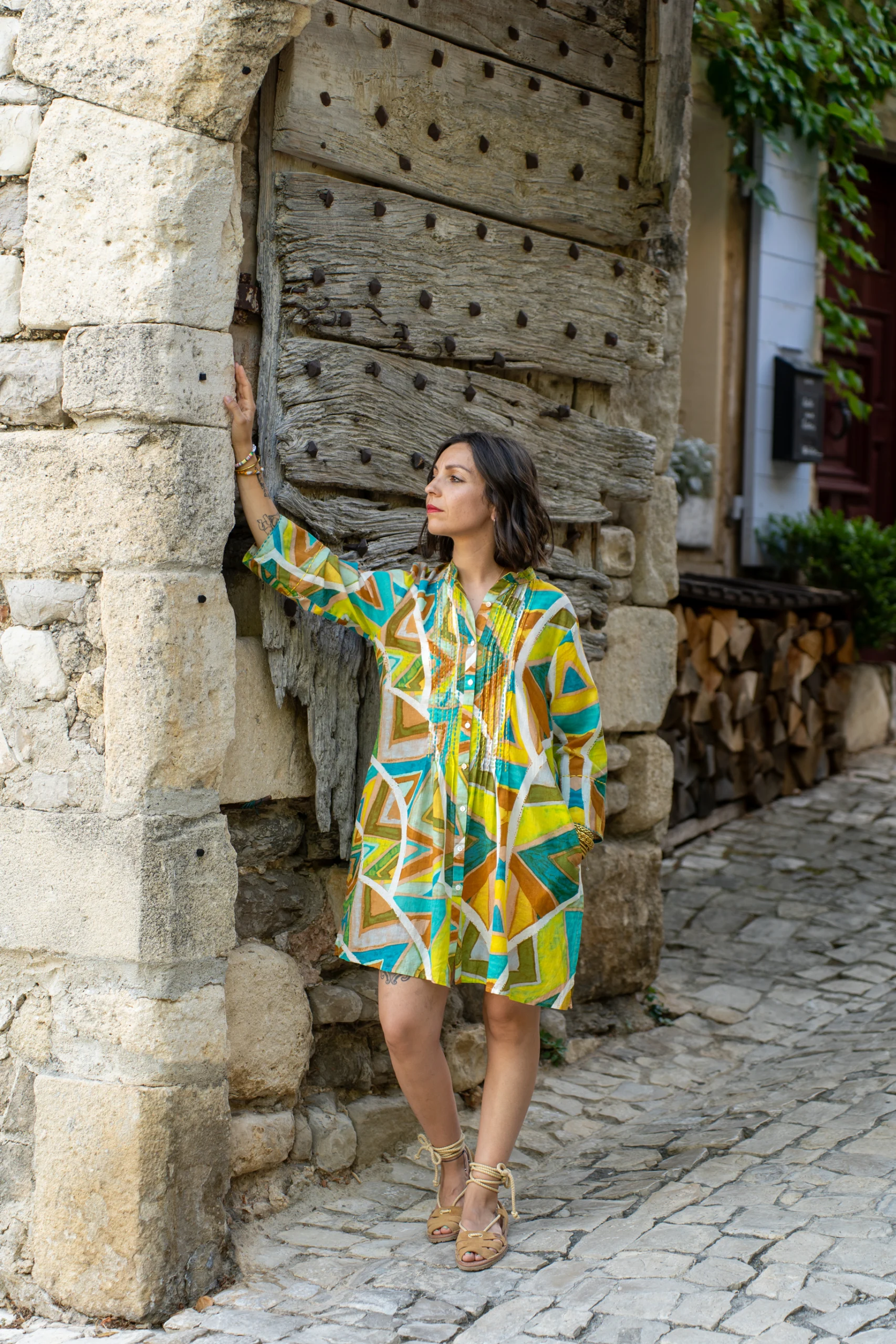 Robe chemise femme imprimée à motifs géométrique Bagatelle France